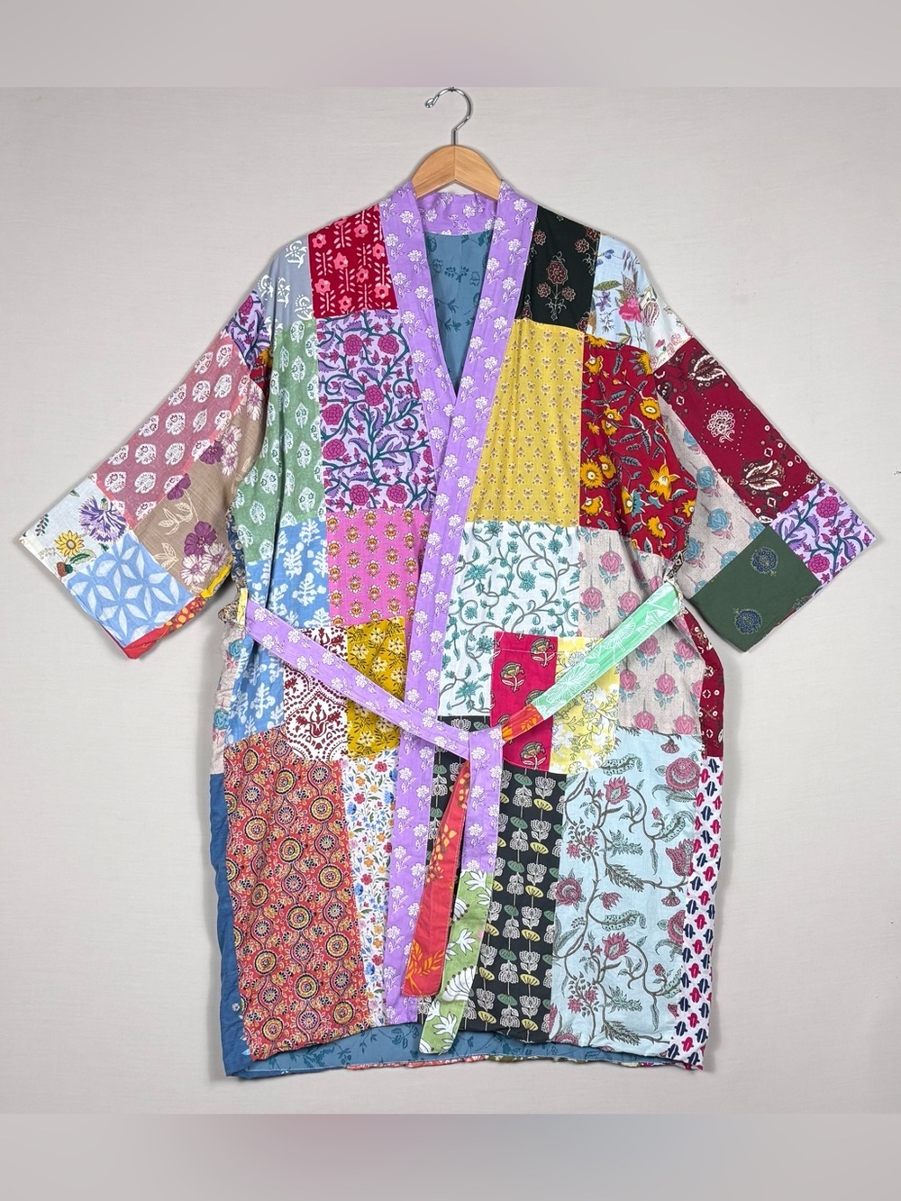 Patchwork Cotton Kimono Robe - Multicolor - Picture 3 of 5